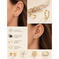 thumbnail image 3 of 2-Tone Hypoallergenic Stainless Steel Earrings Multipack, Flat Screw Back Cartilage Studs & Huggie Hoop Earrings with Heart Flower Star CZ for Women Lobe Helix Tragus,Gold Plated, 3 of 6