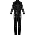 thumbnail image 4 of vastwit Men's Wet Look Long Sleeves Catsuit Bodysuits Zipper Full Body Jumpsuit Clubwear Black 5XL, 4 of 6