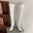 thumbnail image 6 of Hinvhai Women's Patent Leather PU Thigh High Boots ,Fashion Classic Pointy Toe Side Zippe Comfy Sexy Stiletto High Heel Over the Knee Boots White 8.5(41), 6 of 7
