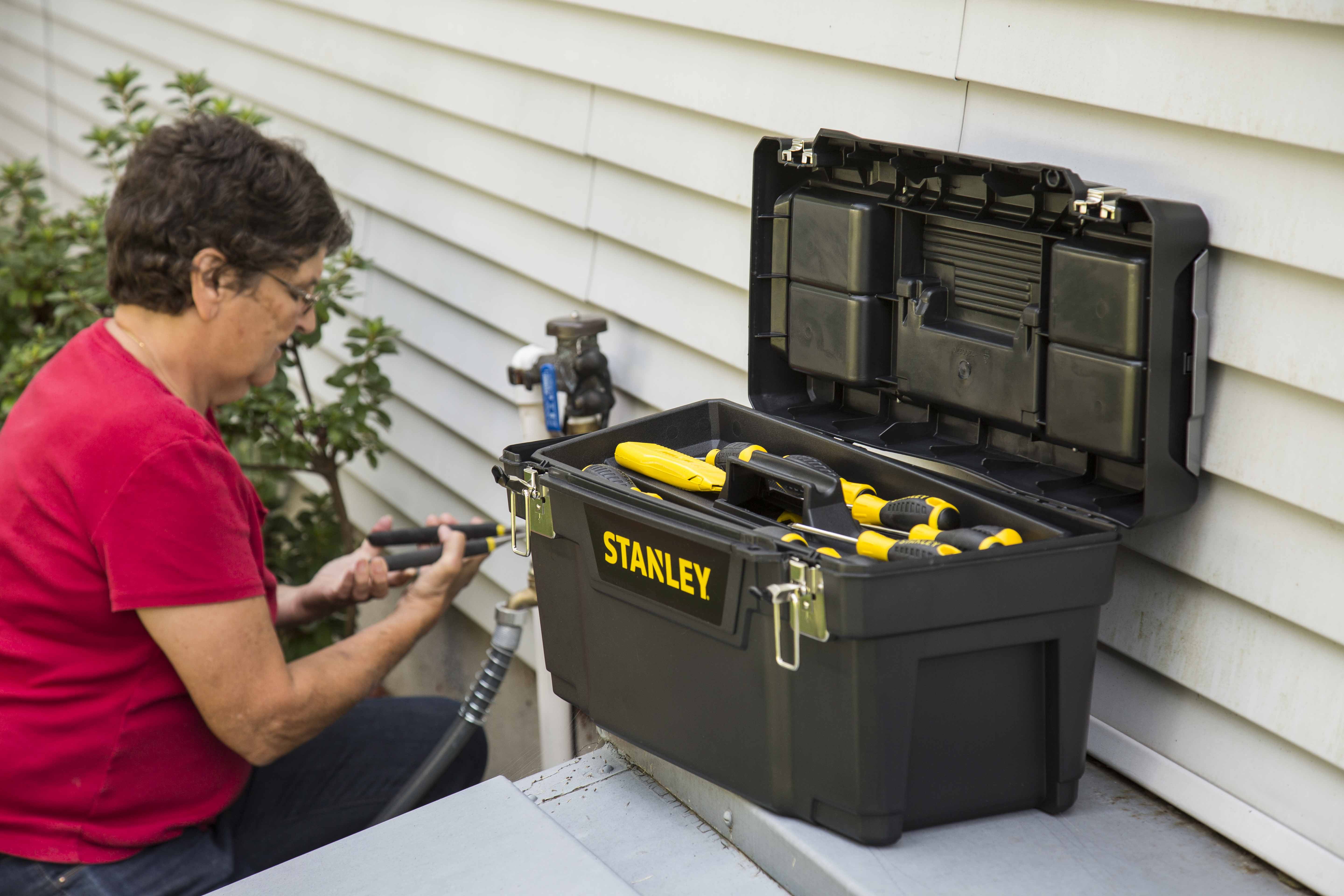 Stanley 13.5-in Yellow Plastic Lockable Tool Box at