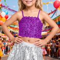 thumbnail image 2 of MuXiKeJi Clothes Girls Sparkling Carnival Adjustable Elastic Band Sequin Crop Top for Kids and, 2 of 4