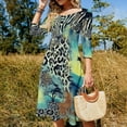 thumbnail image 4 of Safari Animal Print Vibrant Women's Fall Dresses Casual Loose Flowy Swing Shift Dress, 4 of 9