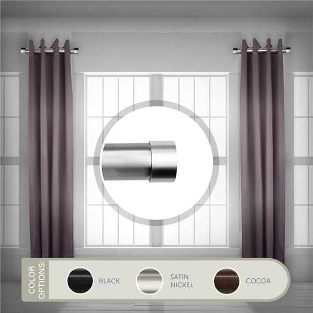 Central Design SIDE150-5 Ensemble de Tringle à Rideaux Latérale de Base 1,5 Po pour Rideaux de 12 à 20 Po, Nickel Satiné - Ensemble de 2