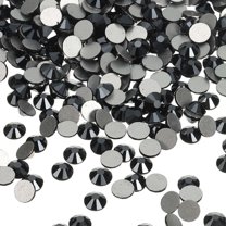 Uxcell Round Flatback Rhinestones Flat Back Crystal Glass Gems Diamonds for DIY Craft Clothes Nail Art Decoration Gray Black