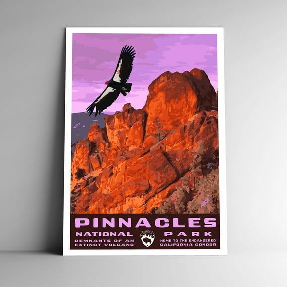 Pinnacles National Park Vintage Travel Poster / Postcard WPA Style Retro California