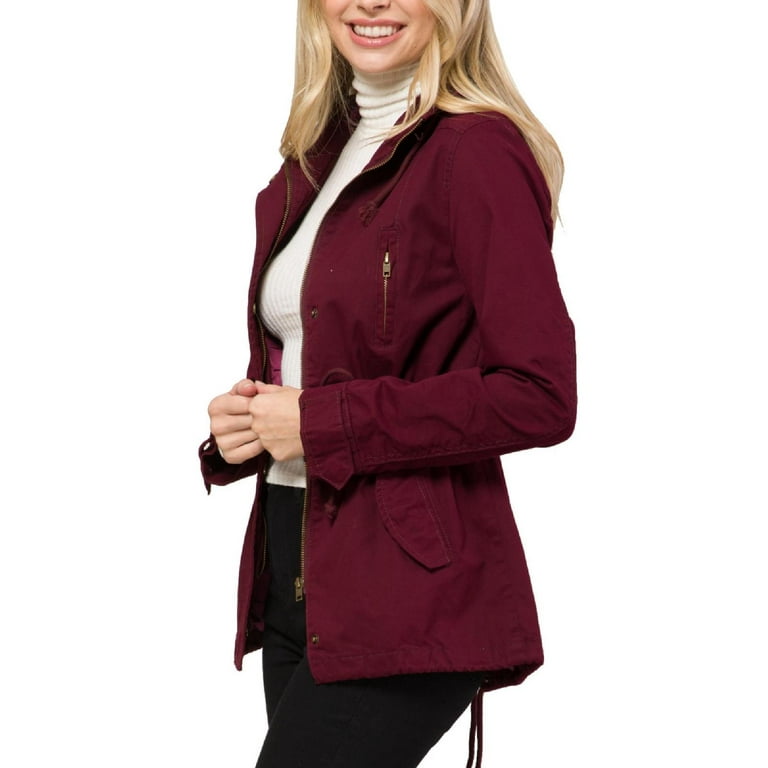Burgundy utility jacket women's hot sale