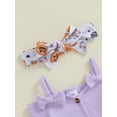 thumbnail image 5 of Infant Baby Girls Halloween Outfits Long Sleeve Bow Cami Romper Pumpkin Flare Pants Set Hairband Cute Fall Clothes, 5 of 8