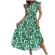 thumbnail image 1 of Vestido de Verano con Mangas Plisadas Mangas Voladoras Cuello Redondo Y Encaje, Vestido de Verano Informal Impreso, 1 of 5