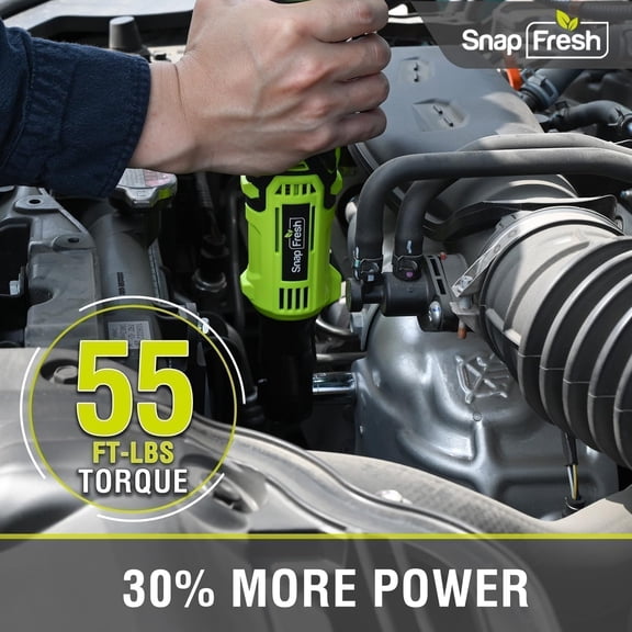 Cordless Electric Ratchet Wrench – 55 ft-lbs Torque, 12V Sub-Compact 3/8" Drive Power Tool with Variable Speed, 9 Sockets, 1/4" Adapter, (2×2.0Ah Batteries & Fast Charger)