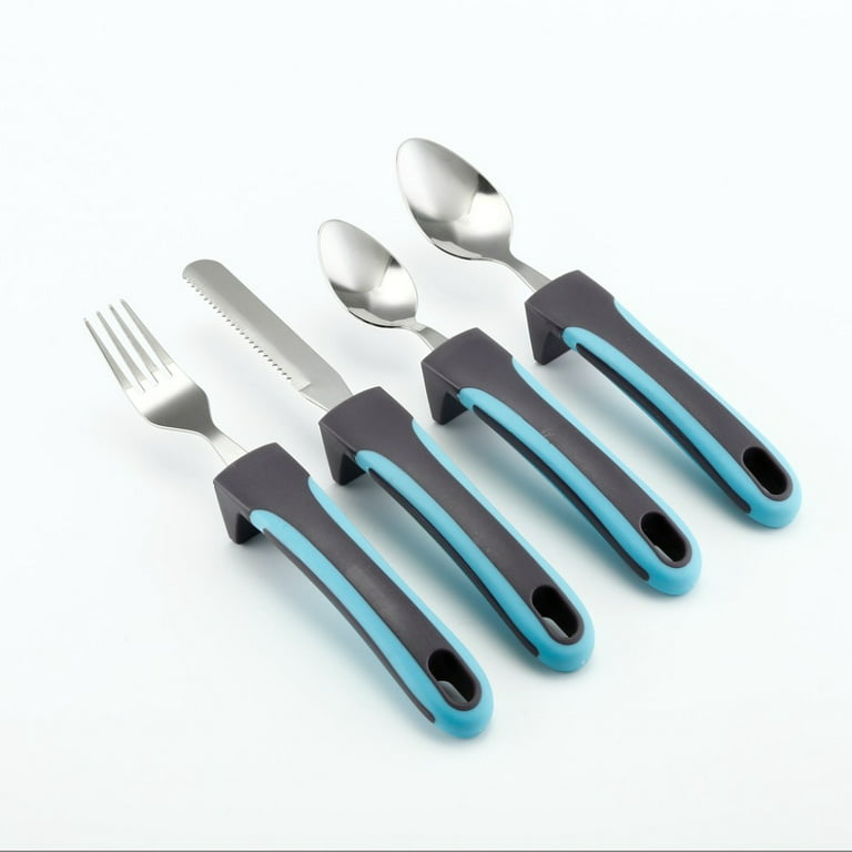 Kitchen products for People with Arthritis, large handle utensils,  ergonomic knives, jar openers, cups, and plates.