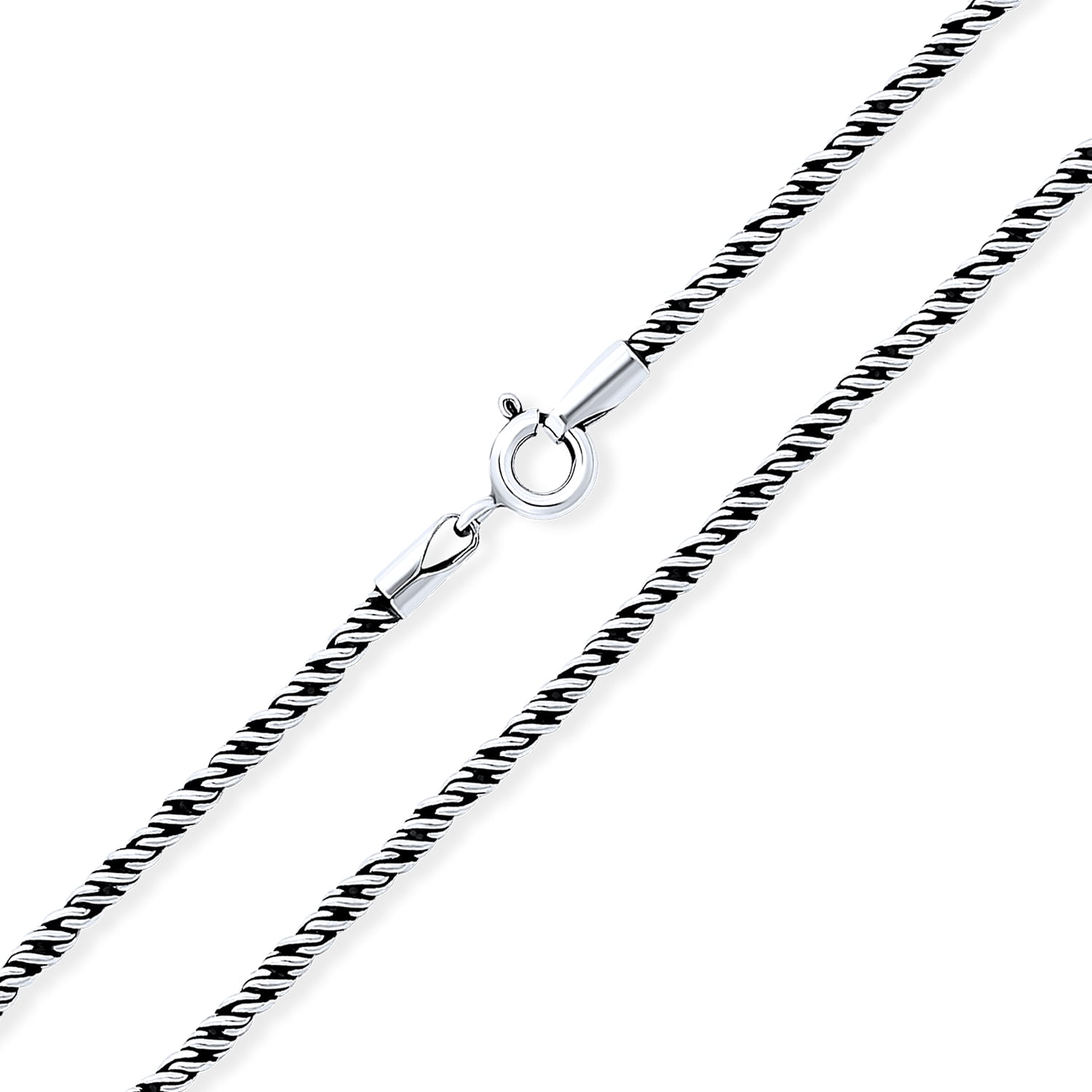 925 Sterling Silver Antique Oxidized 14 inch 2mm Rope Chain Choker Necklace 