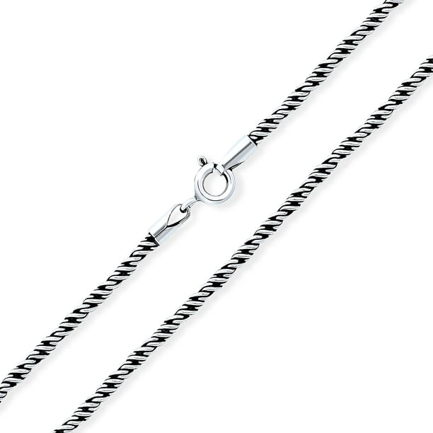 Bali Style Thin Rope Twist Black Oxidized Antiqued Chain Necklace
