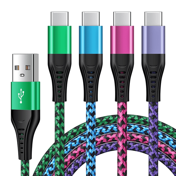Eeyueer USB A to USB C Cable 4Pack 1.8M Fast Charging Type C Charger Cord Compatible with Samsung Galaxy Series, A to C Charging Cable