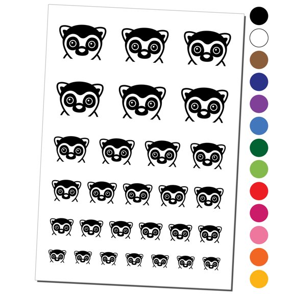 Peeking Lemur Water Resistant Temporary Tattoo Set Fake Body Art Collection - Hot Pink