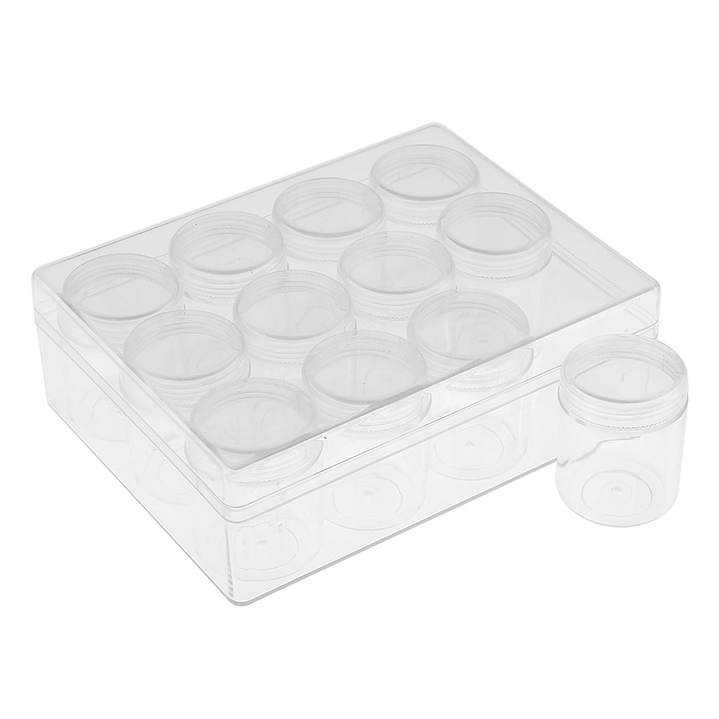 12pcs Mini Plastic Jewelry Beads Earring Pill Storage Box Round Containers Case