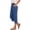 #0086-Blue, variant on Womens Casual Cropped Pants, Solid Linen Blend Pleated Trousers, Elastic High Waist with Pockets, Loose Comfy Capris Gift