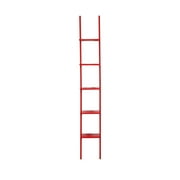 Magari 5-Tier Corner Leaning Ladder DVD Bookshelf, Red