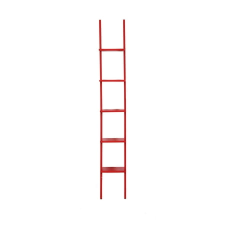 Magari 5 Tier Corner Leaning Ladder Dvd Bookshelf Red Walmart