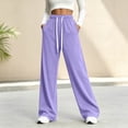 thumbnail image 7 of Wide Leg Sweatpants for Women Ghalytn Drawstring Elastic Waist - Loose Full Length Casual Pants with Side Pockets, 7 of 7