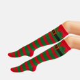 thumbnail image 4 of GobdXE Unisex Knee High Socks Christmas Elf Stripe Graphic Print Soft Knit Holiday Costume Party Wear Size:One Size, 4 of 5