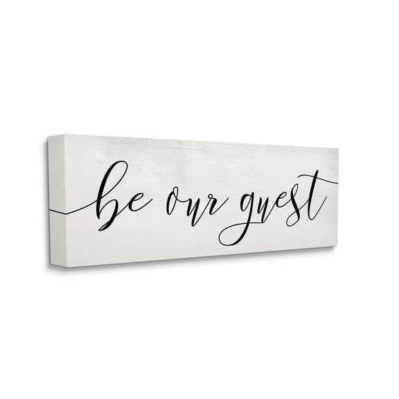 Stupell Industries Be Our Guest Script White Wood Look Typography, 17 x 40,Design by Daphne Polselli