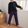 thumbnail image 5 of Xecao Purple Black Plaid Print Teenagers' Pajama Pants Long Sleep Pants Soft Elastic Waist Pajama Bottoms Elastic waist with 2 Pockets 5-16 Years-XS(5-6), 5 of 6