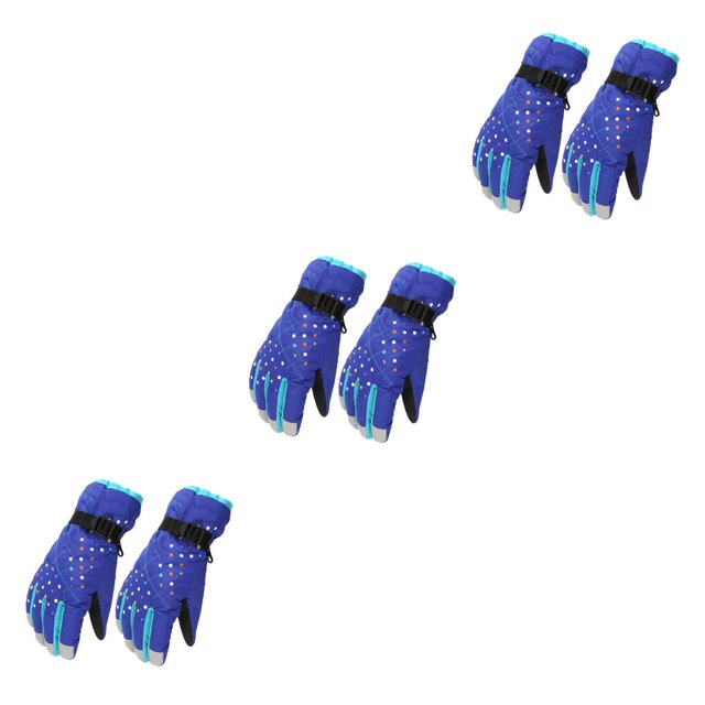 Guantes de nieve Wosthever 1 par cubiertas gruesas para Los dedos accesorio de ropa de invierno calentador de manos térmico para adultos Azul 3piezas