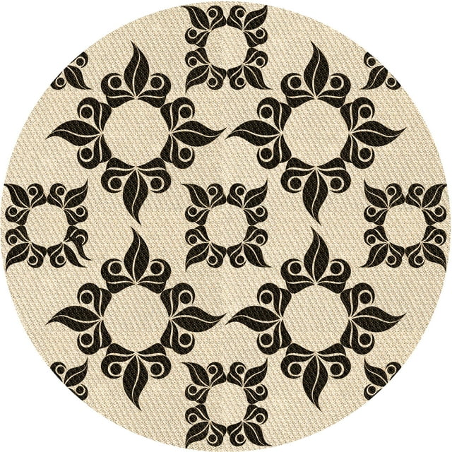 Ahgly Company Tapis Rond Lavable en Machine Intérieur Transitionnel Marron Café, 8 Pieds Rond