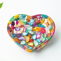 Heart Shaped Transparent Resin Bowl with Stone Chips Pattern, Small Jewelry Trinket Storage Dish, Romantic Home Decor Gift for Anniversary Birthday
