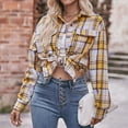 thumbnail image 6 of Kaprioy Womens Plaid Flannel Shacket Button Down Long Sleeve Casual Jackets Coats Fall Fashion Clothes Plus Size Baggy Trendy Shirts Women Casual Plaid Shirt Lapel Pocket Loose Button Shirts, 6 of 7