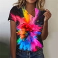 thumbnail image 2 of gbyLJF Cotton Summer Tops for Women Cotton Womens Tops V Neck T Shirts Women Pack Women's V Neck Shirts Multicolor 3XL, 2 of 5