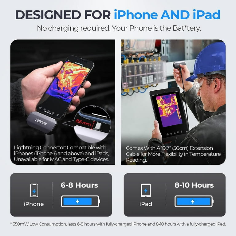TOPDON TC002 Infrared Thermal Camera for iOS, 256 x 192 IR