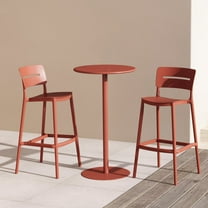 WestinTrends Playa 3-Piece Outdoor Adjustable Round Bar Height Patio Table Dining Set, Red