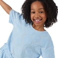 thumbnail image 2 of Saint Eve Kids Girls 2 Piece Summer Outfits - Cute, Soft, Lightweight Terry T Shirt and Shorts Set for Kids - Blue Smiley, X-Small (4/5), 2 of 6