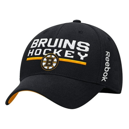 - Boston Bruins Locker Room Structured Flex Hat (Black) S/M, 46% Polyester, 36% Cotton, 12% Rayon, 4% Spandex By Reebok