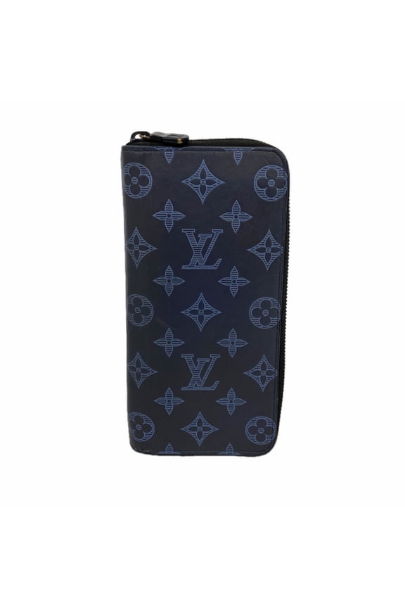 Pre-Owned Louis Vuitton Monogram Shadow Zippy Wallet Vertical Long M80423 Navy Men's P2940408