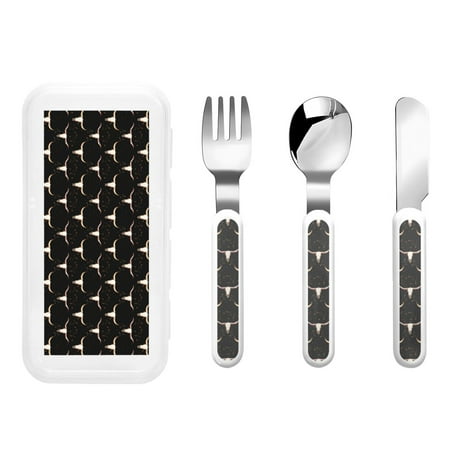 

Cauagu Western Cowboy Print 3-Pieces Toddler Cutlery Set Kids Silverware Set with Spoons Forks & Knife Stainless Steel Utensils for Kids Dishwasher Safe