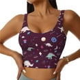 thumbnail image 3 of Goofa Space Dinosaur Printed Sports Bras for Women, High Impact Running Bra Workout Crop Tank Tops Longline Sports Bra Push up-Small, 3 of 9