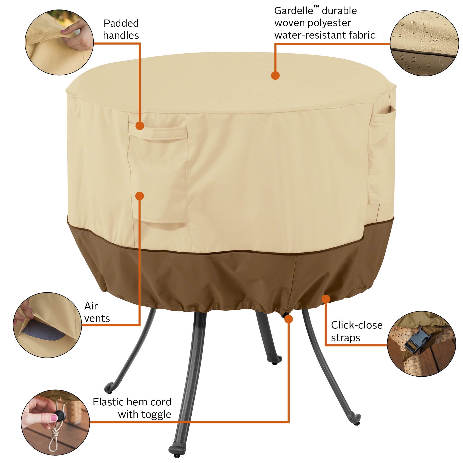 Classic Accessories Veranda Water-Resistant 36 Inch Round Patio Table Cover