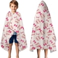 thumbnail image 3 of Pink Bows and Baseballs Pattern Hooded Bath Towel，50"x30" for Ages 3 To 12 Kids, Quick Dry Lightweight Soft Microfiber Hood Beach Towel Cover Up for Kids, 3 of 7