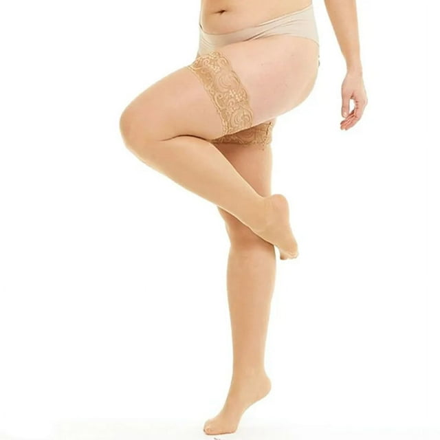 Collants Aguichant Noirs Grande Taille pour Femmes, Bas Résille au-Dessus du Genou, Collants Transparents en Maille, Leggings TTG Beige Grande Taille