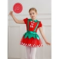 thumbnail image 3 of Ocealan Girls Christmas Elf Dress Candy Cane Striped Puff Sleeve Ballet Tutu Dancewear Red 6, 3 of 7