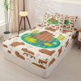 thumbnail image 2 of Homewish Brown Cartoon Capybara Zipper Full Size Comforter Sets with Fitted Sheet and 2 Pillowcases, Kid Girl Boy Zipper Bedding Set, Gray Reversible, 4-Piece, 2 of 6