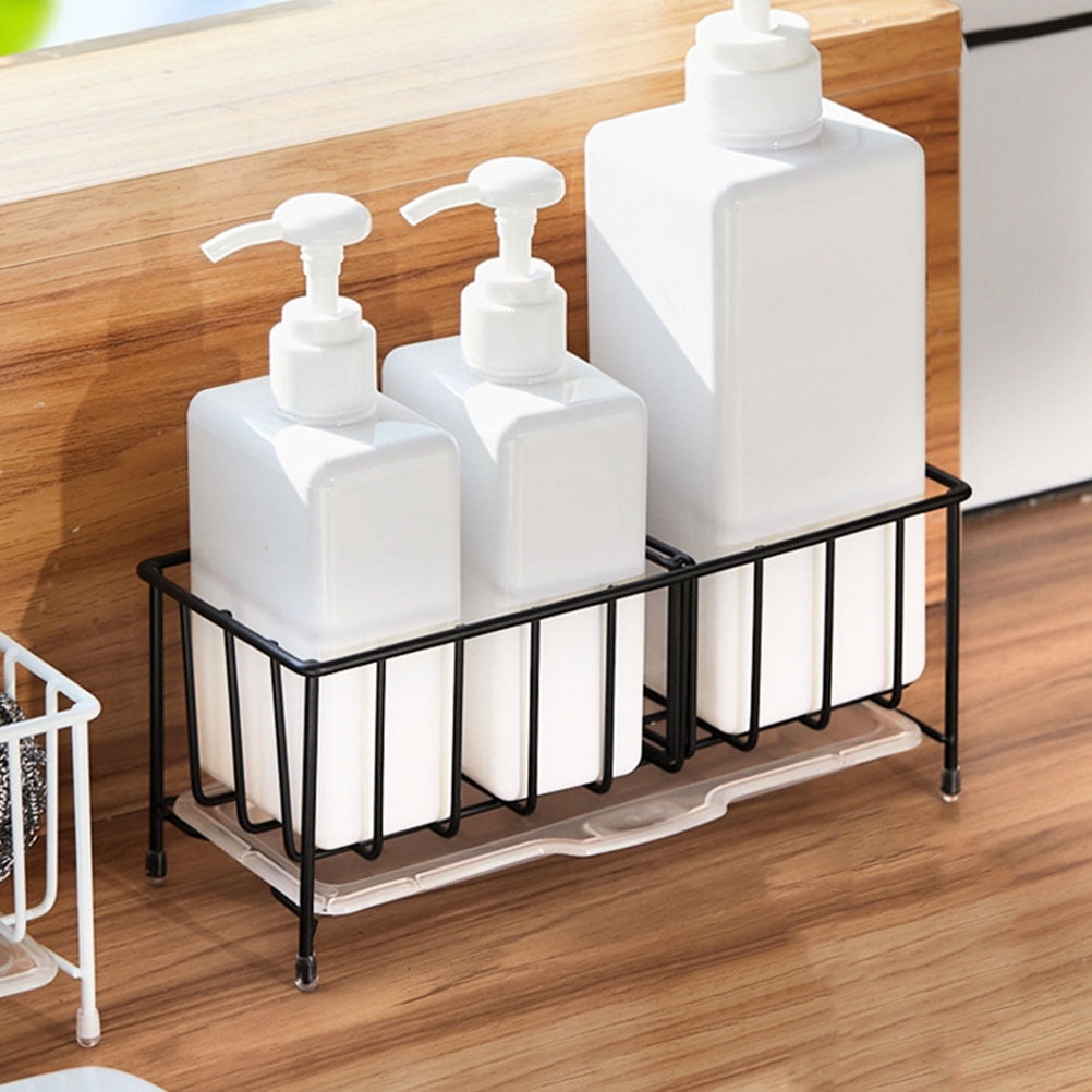 2 Pieces Sponge Tray Kitchen Essential Water Trough Rack Drain Basket Wire Ball Storage Metal Serving Soap Dispenser