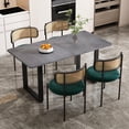 thumbnail image 4 of Set of 4, Velvet Dining Chairs with PE Rattan Backrest, Kitchen Chairs, Modern Simple Leisure Chair with Sturdy Four Metal legs, Suitable for Home, Restaurant, Living room, Green+Natural, 4 of 16