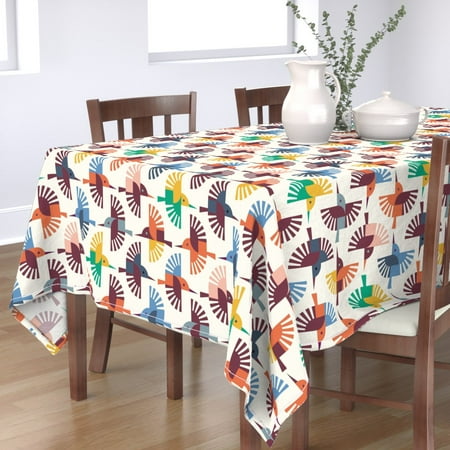 

Cotton Sateen Tablecloth 70 x 108 - Birds Birding Wings Minimal Abstract Autumn Flying Print Custom Table Linens by Spoonflower