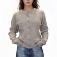 thumbnail image 3 of SOMER Women's Cardigan Sweaters Long Sleeve Button Down Crew Neck Classic Open Front Lightweight Knit, 3 of 7