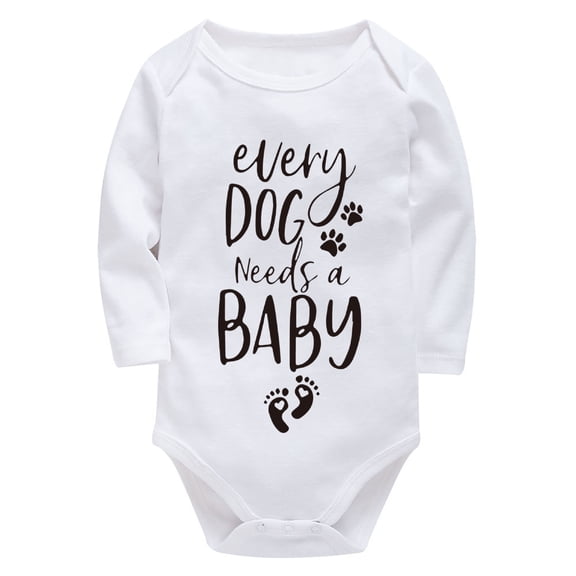Every Dog Needs A Baby Baby Coming Home Outfit Unisex Long Sleeve Neutral Baby Clothes Newborn White Boy Onesie