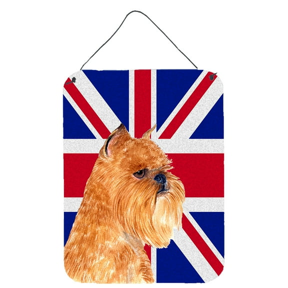 Brussels Griffon with English Union Jack British Flag Wall or Door Hanging Prints