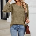 thumbnail image 2 of Women's Long Sleeve Pleated T-Shirt Casual Crew Neck Loose Fit Lightweight Fall Fashion Top Comfortable Everyday Outfit, 2 of 2